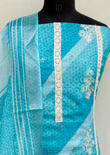 Load image into Gallery viewer, Designer Embroidered Suit Length 3 Piece Blue Linen With Sequence Work
