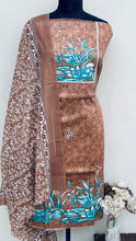 Load image into Gallery viewer, Designer Embroidered Suit Length 3 Piece Brown Mal Cotton
