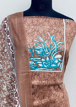Load image into Gallery viewer, Designer Embroidered Suit Length 3 Piece Brown Mal Cotton
