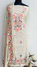 Load image into Gallery viewer, Designer Embroidered Suit Length 3 Piece Beige Mal Chanderi
