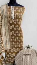 Load image into Gallery viewer, Designer Embroidered Suit Length 3 Piece Brown Mal Cotton
