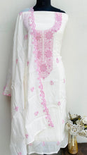 Load image into Gallery viewer, Designer Embroidered Suit Length 3 Piece Off White Mal Chanderi
