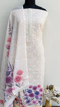 Load image into Gallery viewer, Designer Embroidered Suit Length 3 Piece Beige Linen With Cutdana Work
