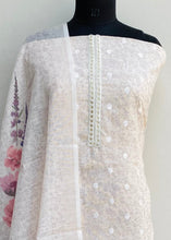 Load image into Gallery viewer, Designer Embroidered Suit Length 3 Piece Beige Linen With Cutdana Work
