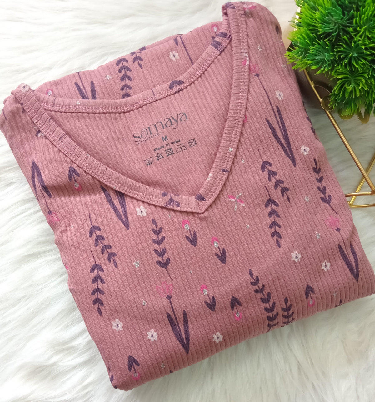 Midi Dusty Pink Ribbed Thick Weight Dress  ( cotton fabric )